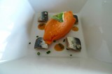 Casa Solla en Pontevedra Sardinas marinadas con sorbete de gazpacho