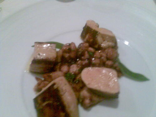 El Corral del Indianu Tronco de foie gras con mollejas de cordero y Pedro Ximenes
