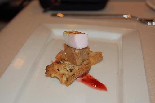 Restaurante 20 à la rambla Tapa arriesgada: foie con chucherías