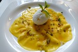 Restaurante Messana carpaccio de mango con helado de coco