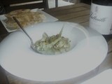 Restaurante La Taverna del Clínic Alcachofas del Prat con sabrosisimos berberechos.