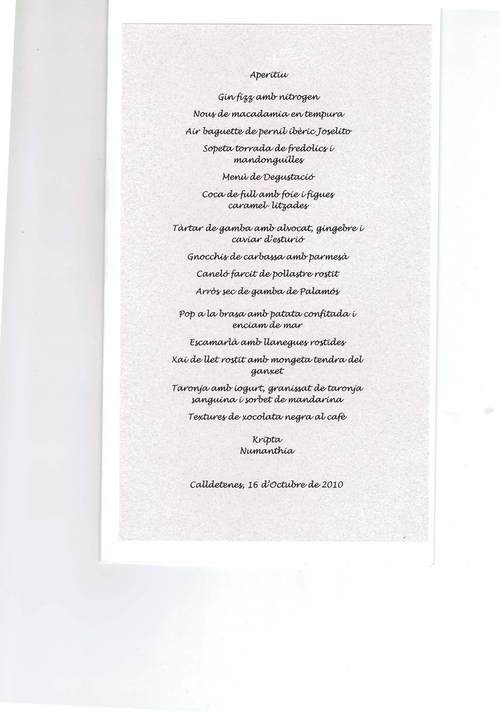 Restaurante Can Jubany Minuta