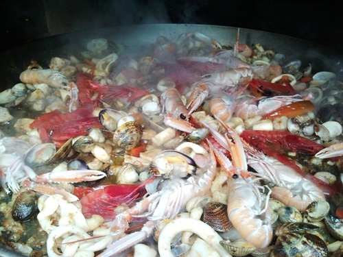 Echamos las gambas y las cigalas