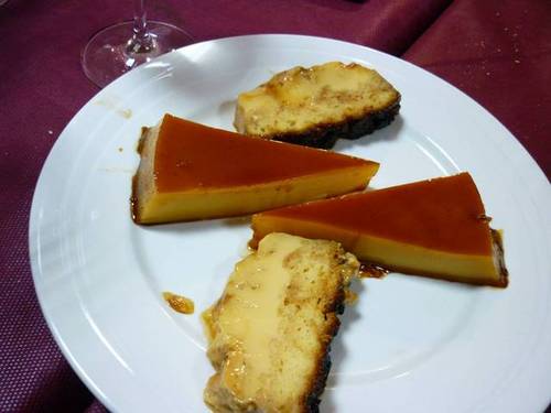 Postre de Tocino de Cielo y Pan de Calatrava.