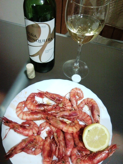 Una gambita roja a la plancha.