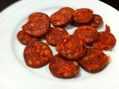 Unos platos de chorizo de javalí...