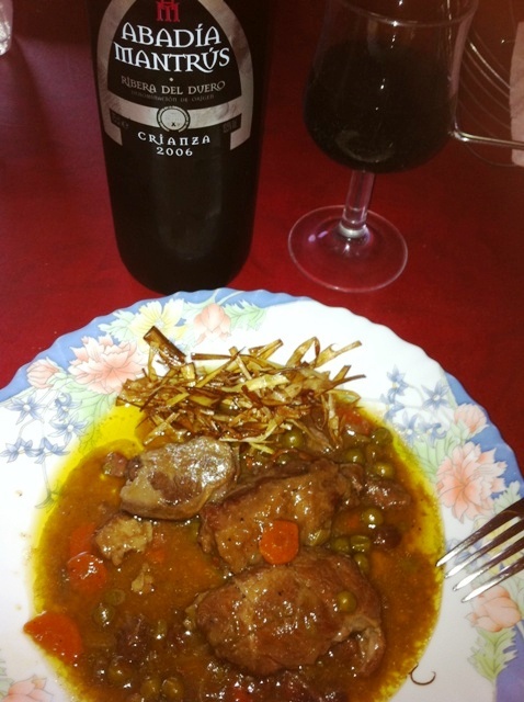 Y de comer, jejeje, carrilleras de cerdo en salsa.