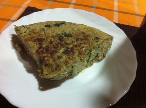 Tortilla de berenjena y calabacín.