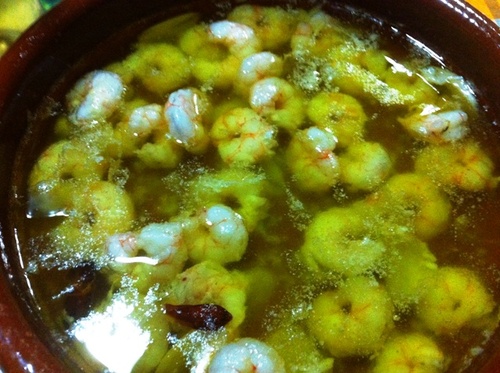 Las gambas en su punto...