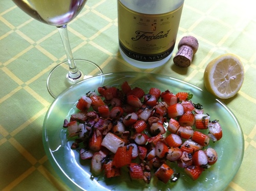 Y también hubo aperitivo, que no solo de Billecart Salmón y Bollinger vive el hombre, jejeje