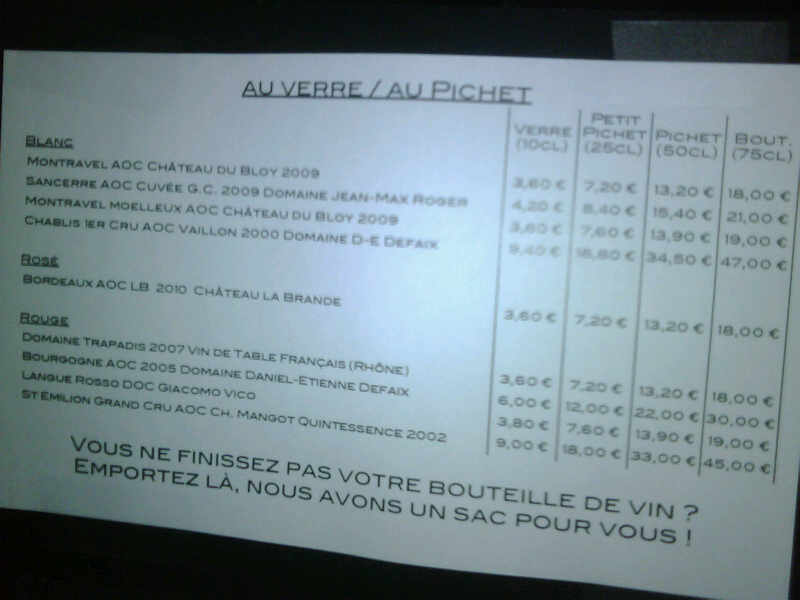 Le Coupe-Chou Carta de vinos