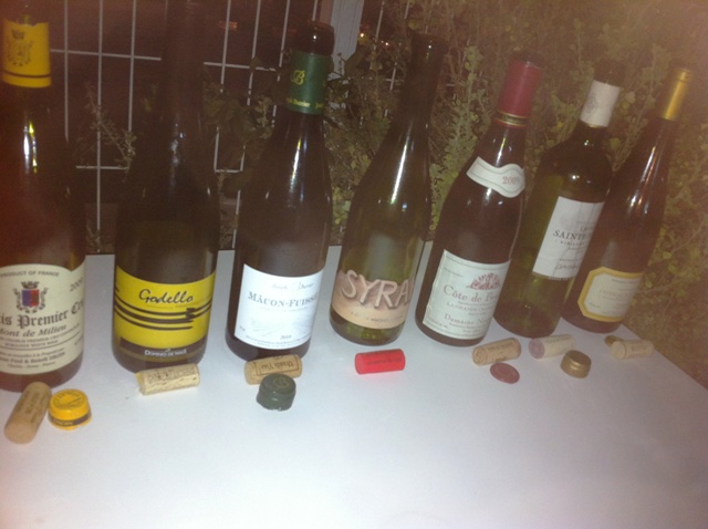 Borgoña Côtes de Beaune “La Grande Châtelaine” 2007, Ródano Gerin Syrah, Château Sainte Marie Vieilles Vignes Bordeaux Supérieur 2008, Coteaux du Layon Saint Aubin “Passerillé” 2010 