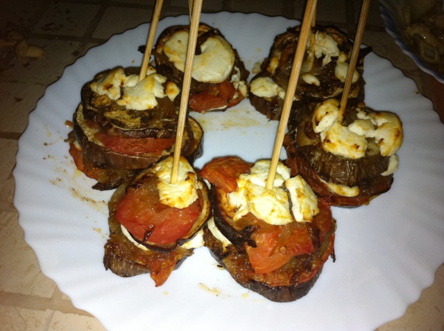Timbales de verduras con queso de cabra