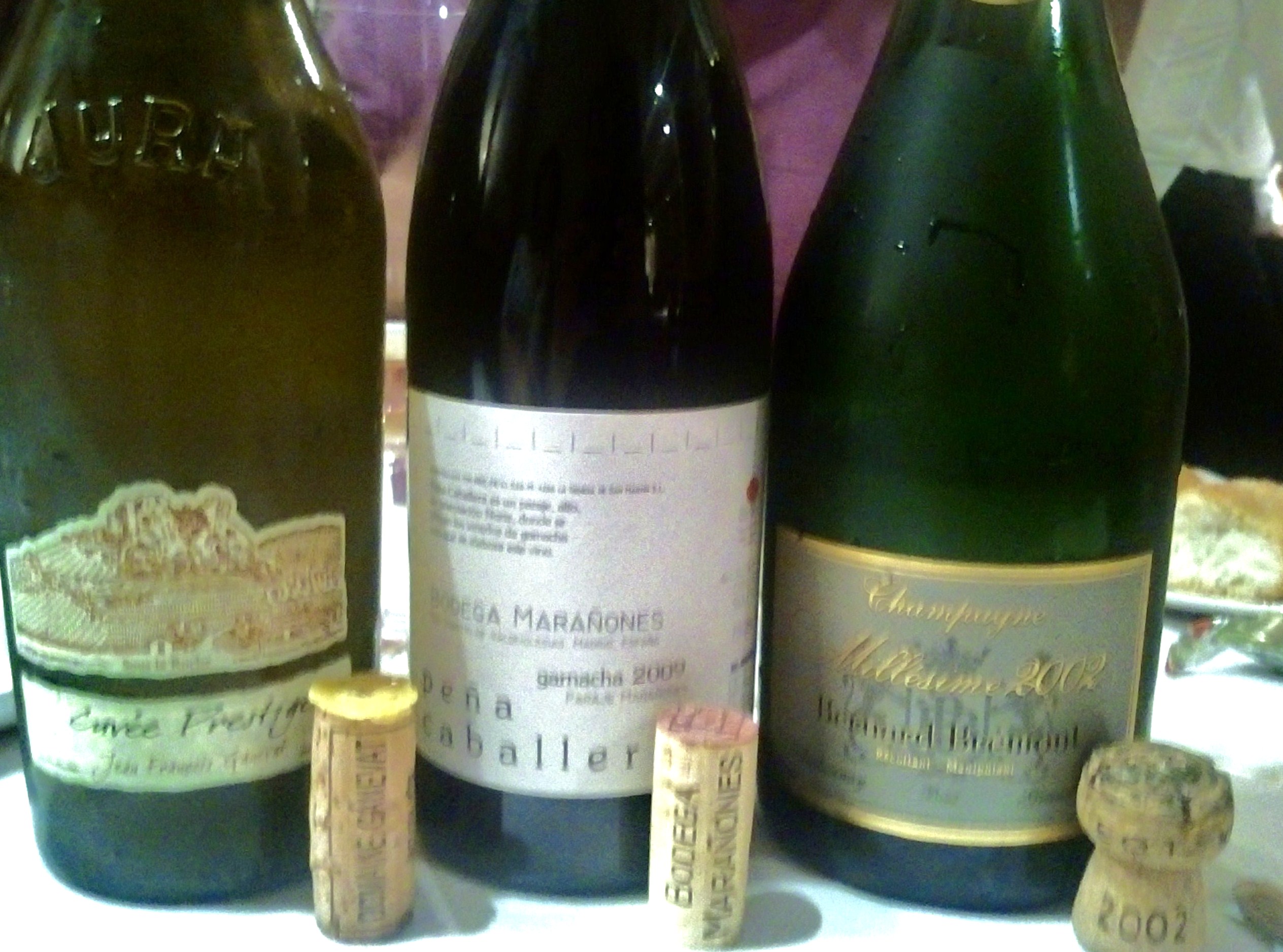 Ganevat Cuvee prestige, Bernard Brémont Milesimé 2002 y el sorpresón de la noche Peña Caballera 2009.