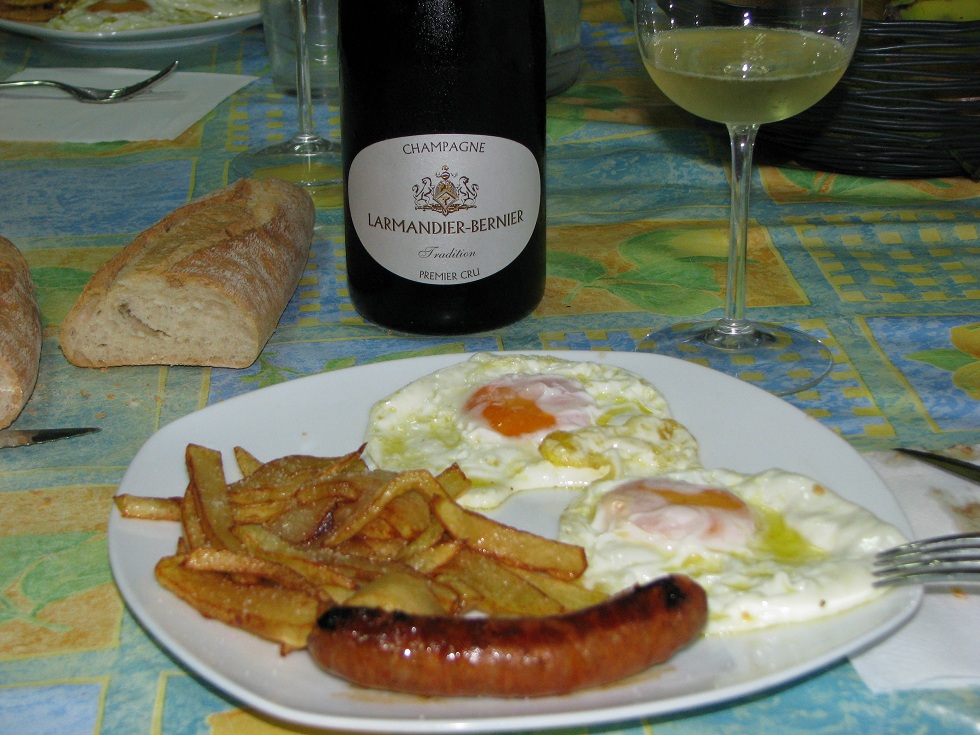 maridaje champagne huevos fritos