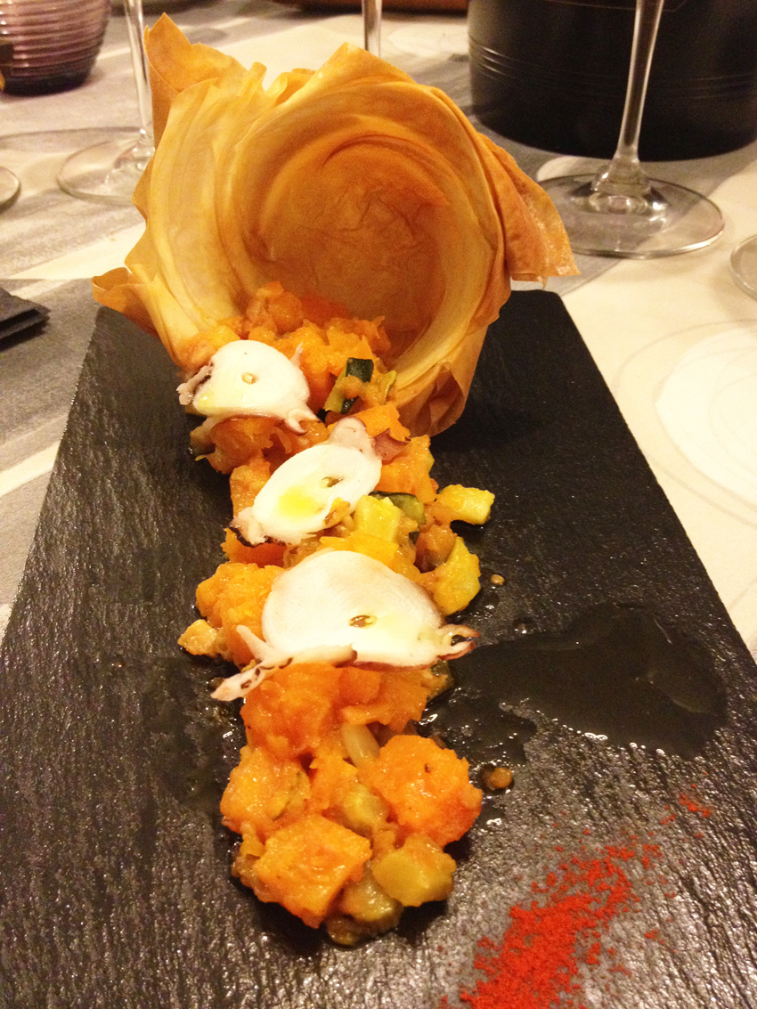 Restaurante en Valencia Titaina de pulpo de roca con calabaza