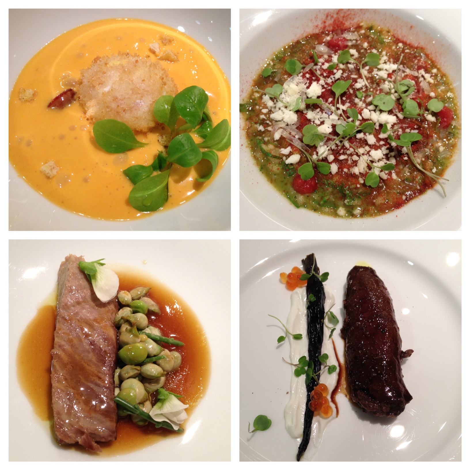 Restaurante Ricard Camarena 1) Huevo frito 2) Arroz margherita 3) Papatana de atún 4) Lomo de liebre
