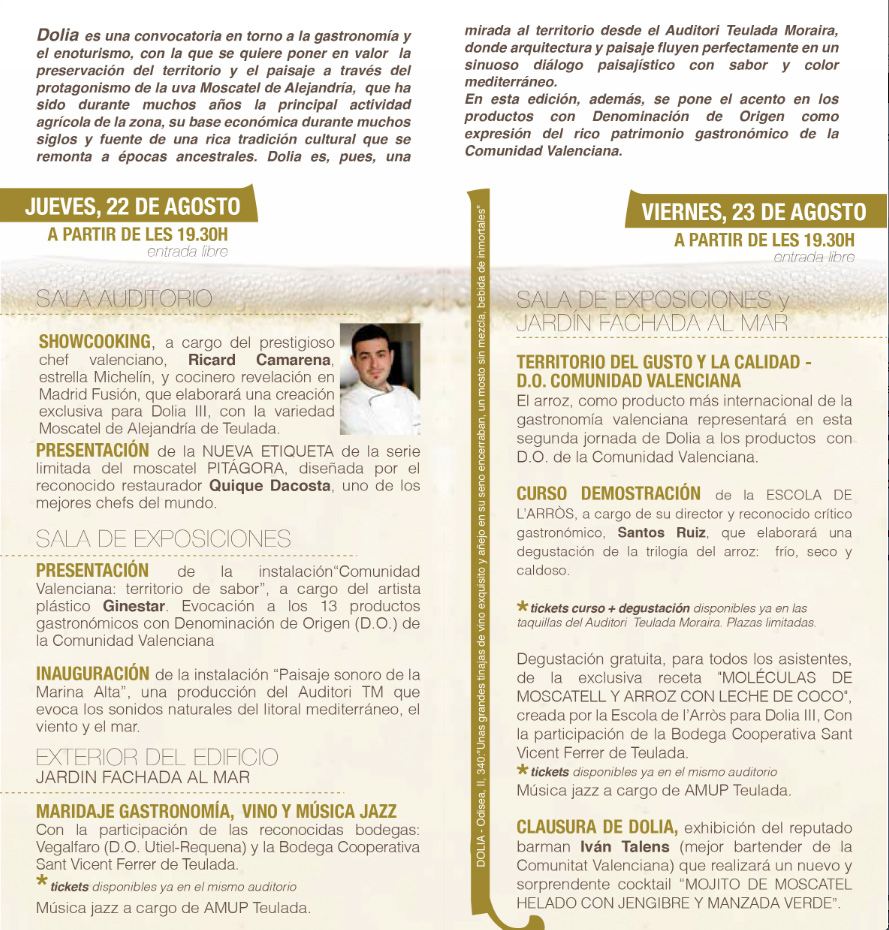 Programa Dolia III Muestra Enoturismo y Gastronomía