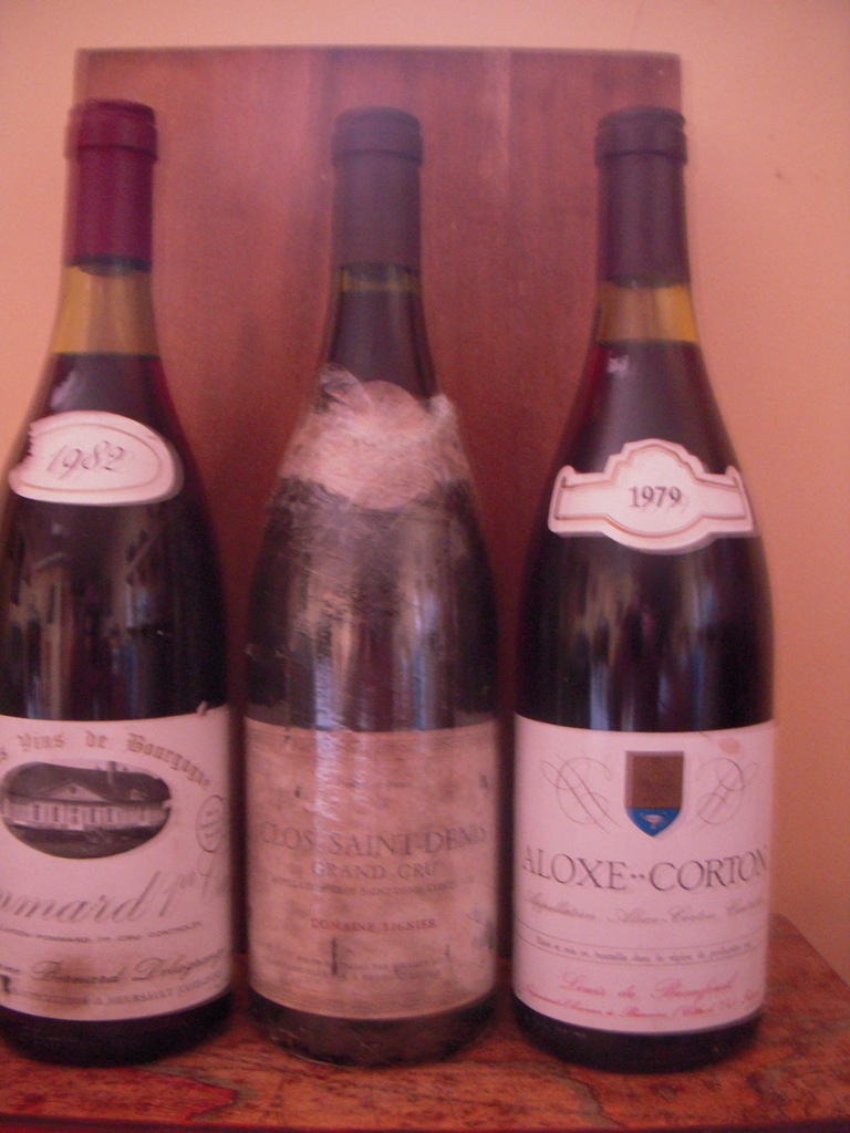 Pomard 1C Delagrange 82, Clos Saint-Denis GC Lignier 92 y Aloxe-Corton 1979