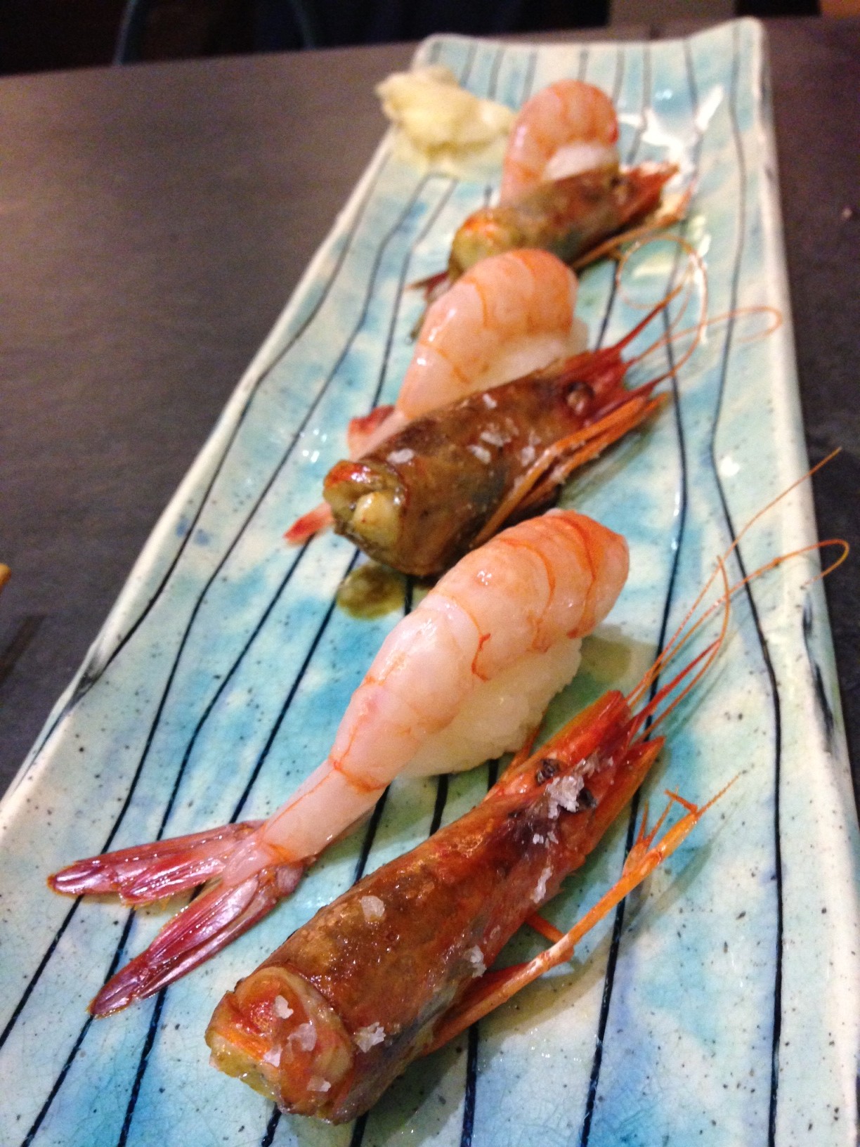 Sushi con gamba roja de Huelva