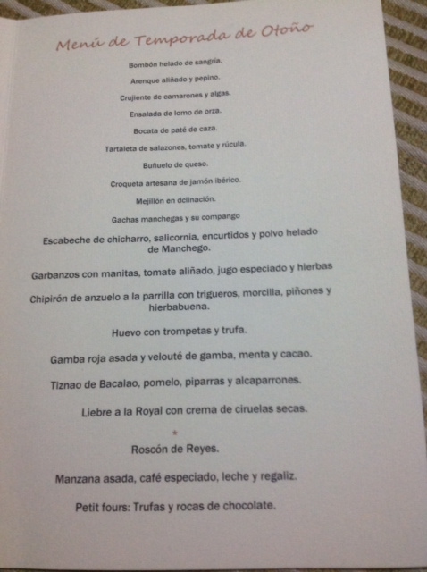 Menu degustación