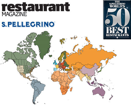 Mapa de las regiones en los premios Mejor Restaurante del Mundo
