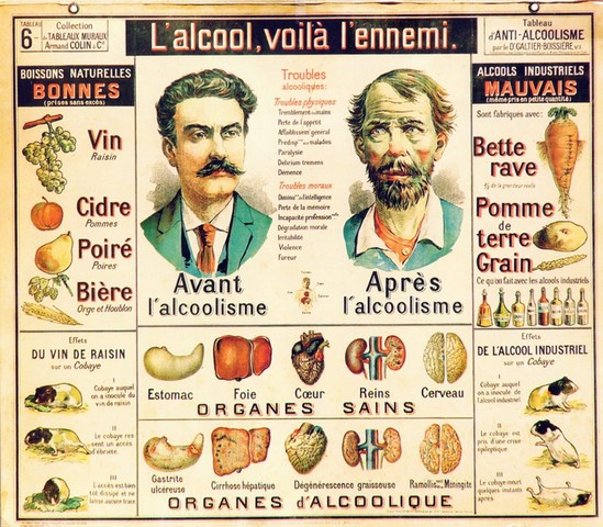 antiguo anuncio sobre los riesgos del alcohol 