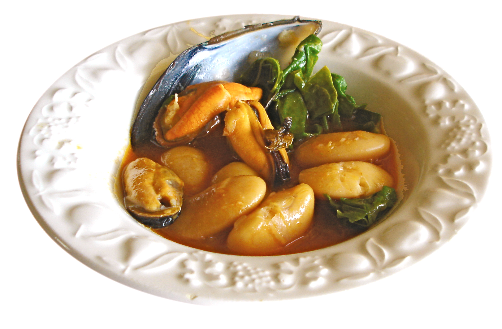 Judiones con algas y mejillones