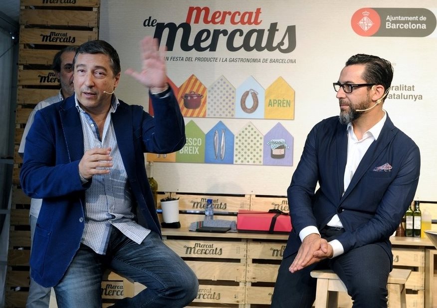 Joan Roca y Quique Dacosta en el taller conjunto que impartieron el domingo por la tarde. No cabía ni una aguja en el Aula Gastronómica.