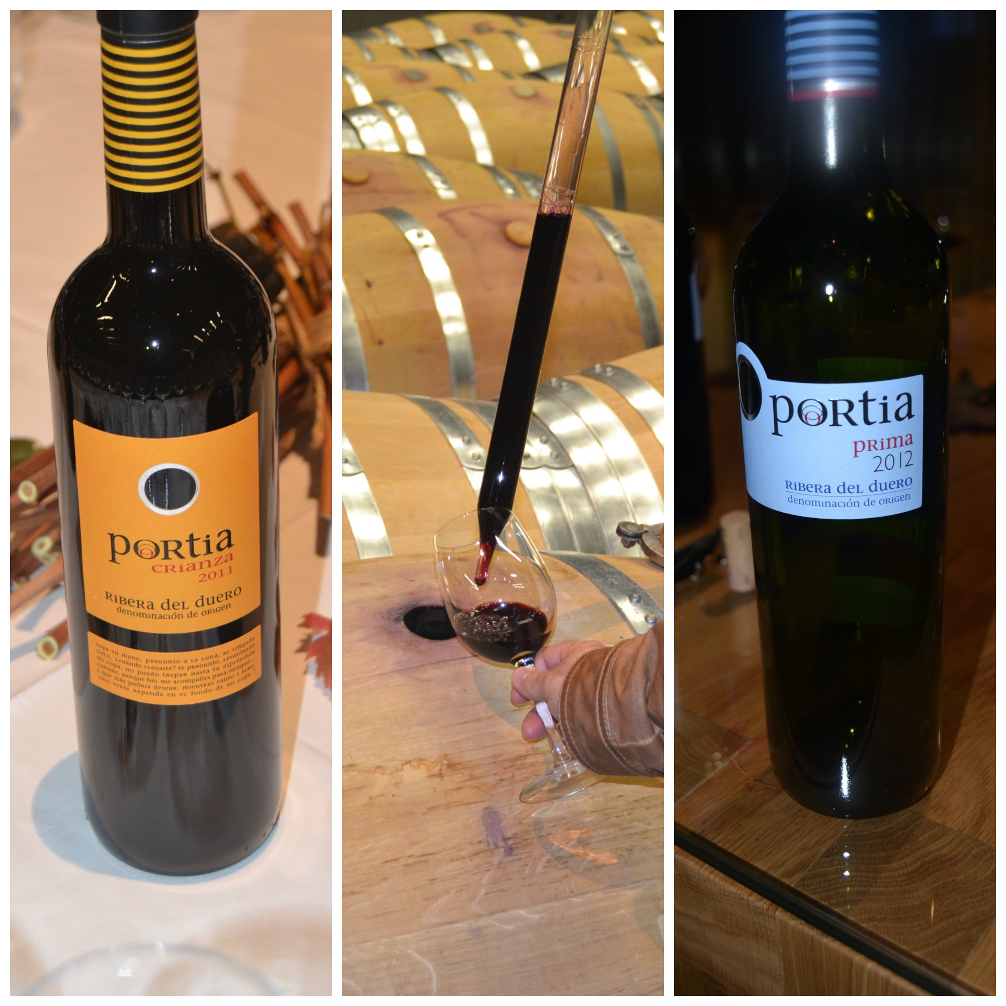 Portia Prima, Muestra de barrica de vino de alta gama y Portia crianza