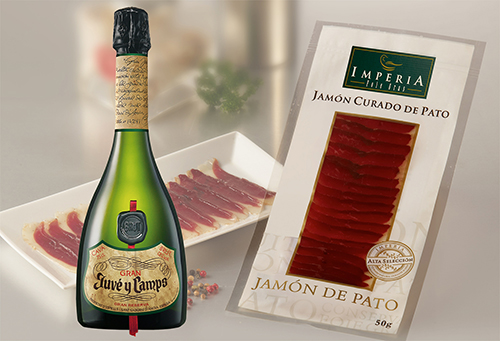 Cava Gran Juvé y Camps Brut Nature 2008 y jamón curado de pato Imperia