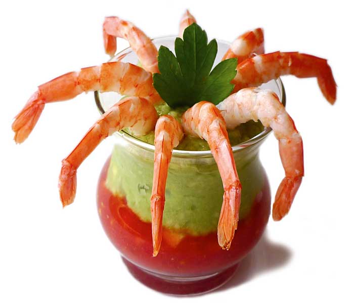Cocktail de gamba blanca con aguate y tomate crudo