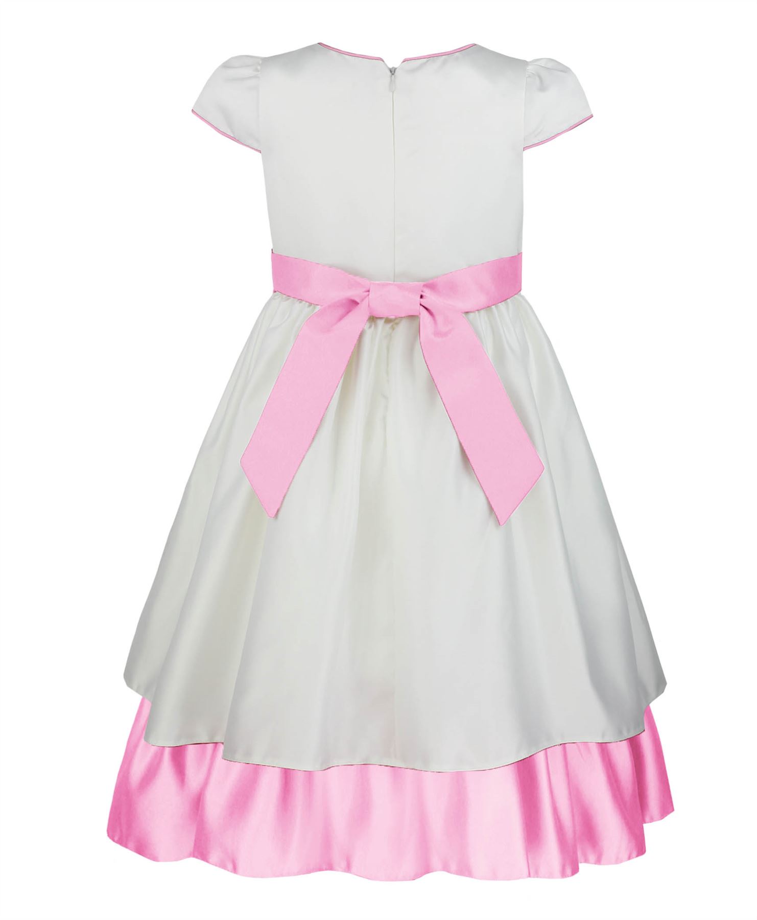 GIRLS SATIN FLOWER /& PEARL PARTY DRESS FLOWER GIRL WEDDING BRIDESMAID 2-12 YEARS