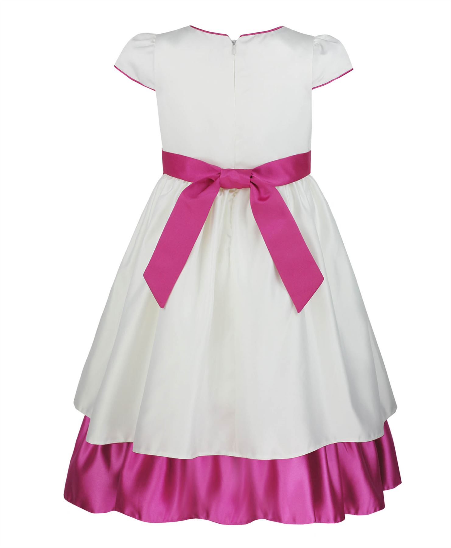 GIRLS SATIN FLOWER /& PEARL PARTY DRESS FLOWER GIRL WEDDING BRIDESMAID 2-12 YEARS