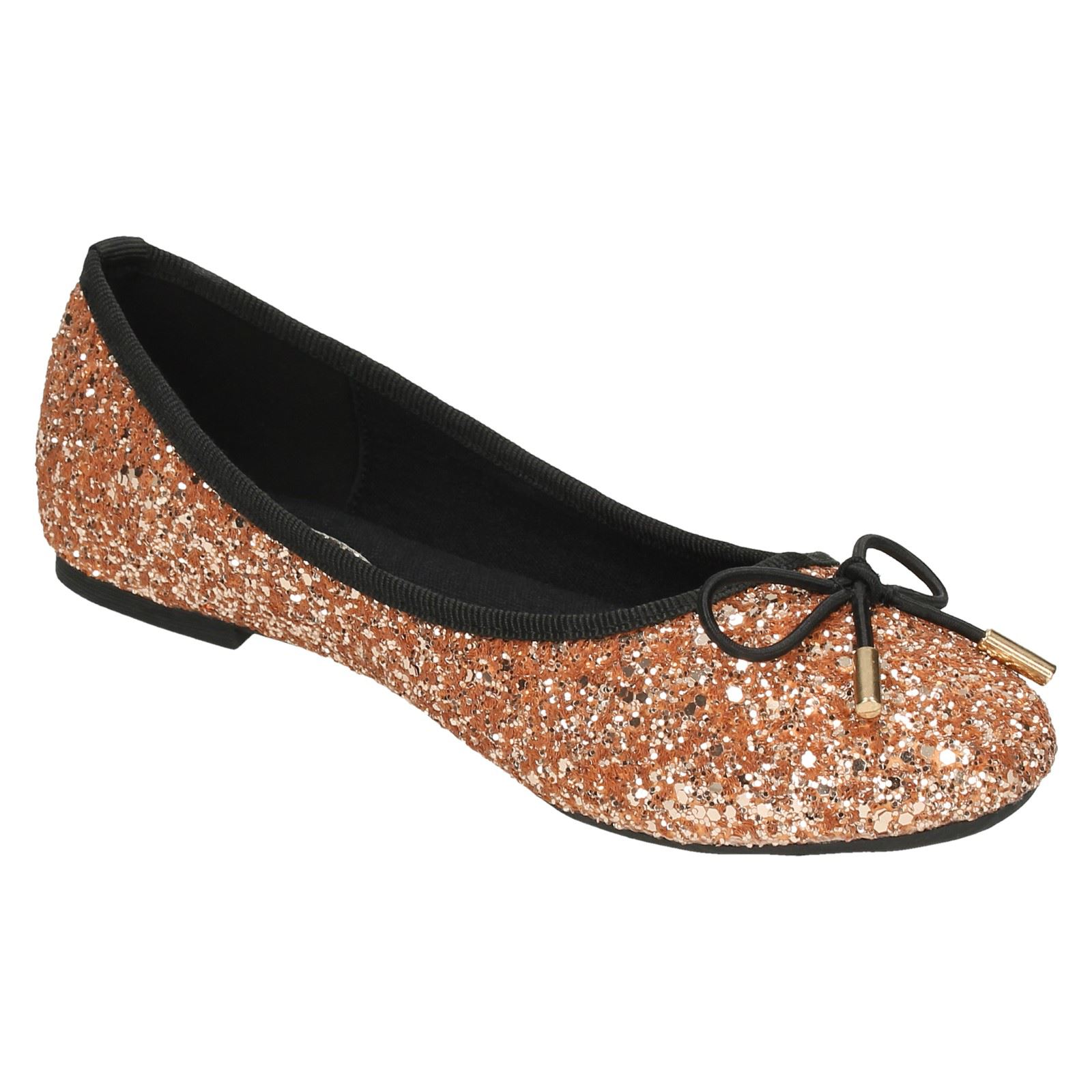 Damen Anne Michelle Glitzer Ballerina /'Schuhe/'