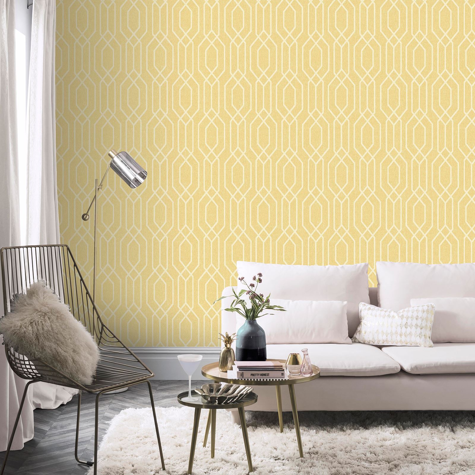 Spalier Tapete Geometrische Metallisch Türkis Rose Gold Silber Kupfer Pink