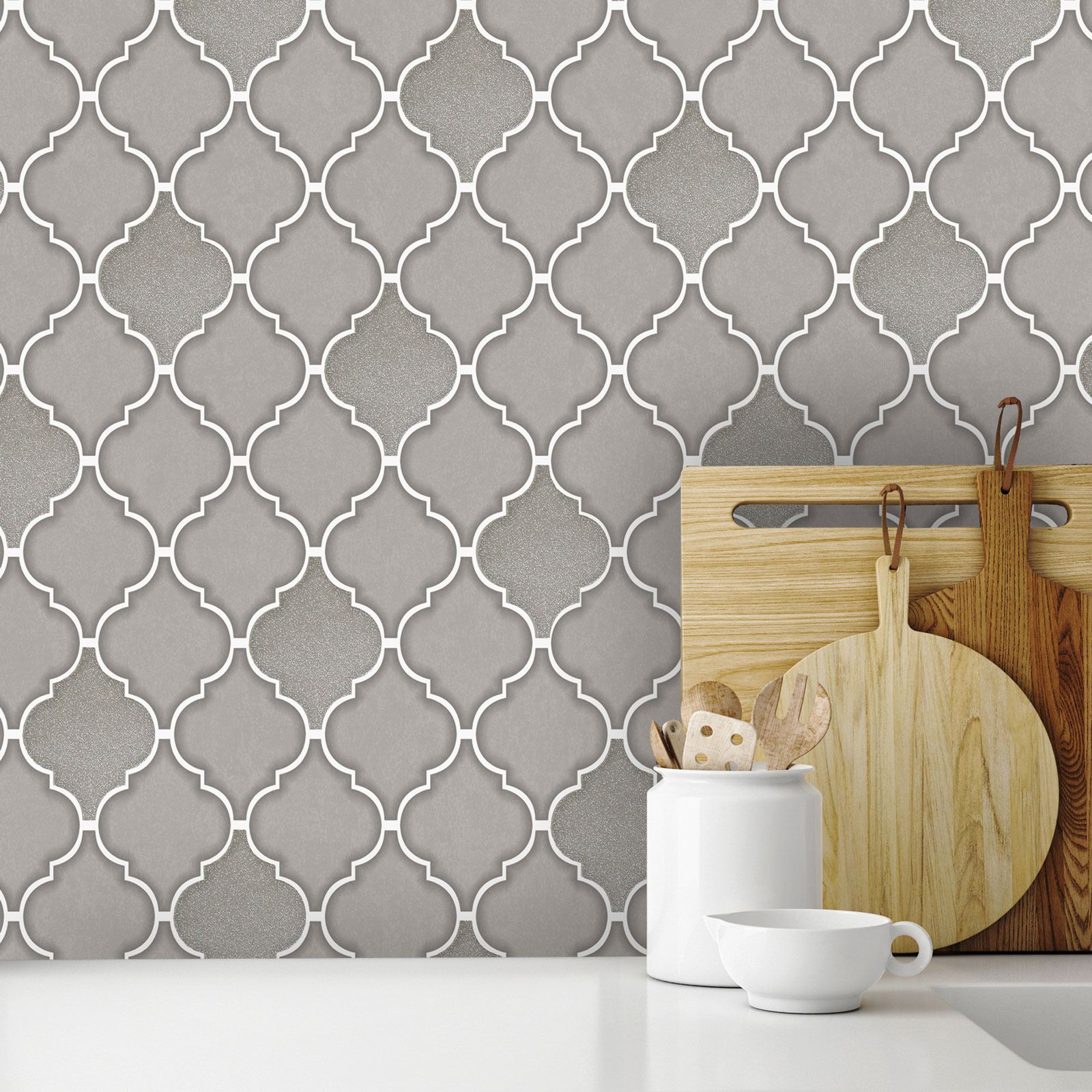 Spalier Tapete Geometrische Metallisch Türkis Rose Gold Silber Kupfer Pink