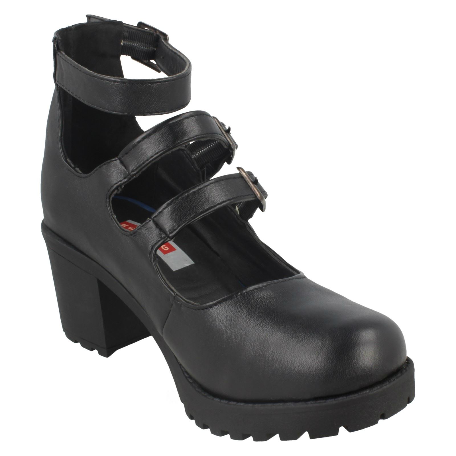 Girls Red Tag Chunky Formal Heeled /'Shoes/'