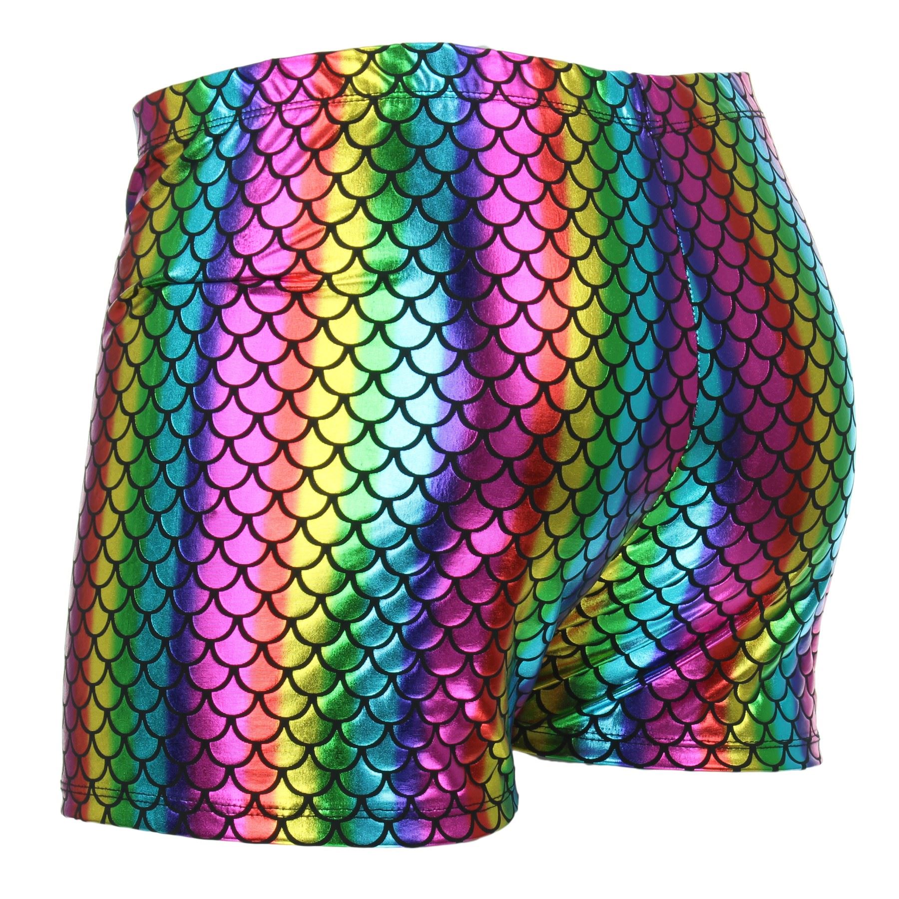 Pantaloncini da Uomo Hot Lucido Luccicante Oro Argento Sirena Squame Festa