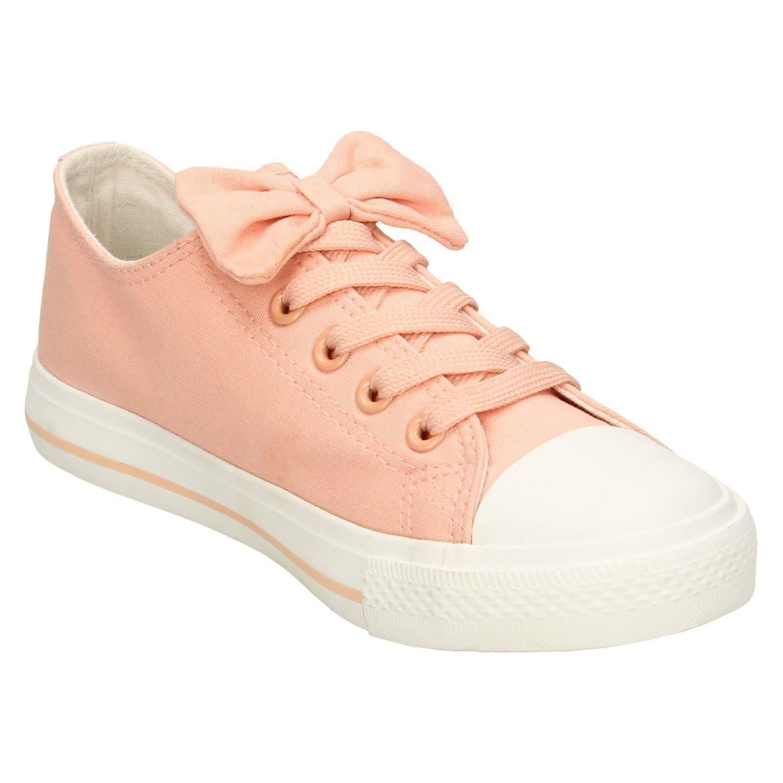 Details about / Girls Spot On Flat Lace Up Pumps