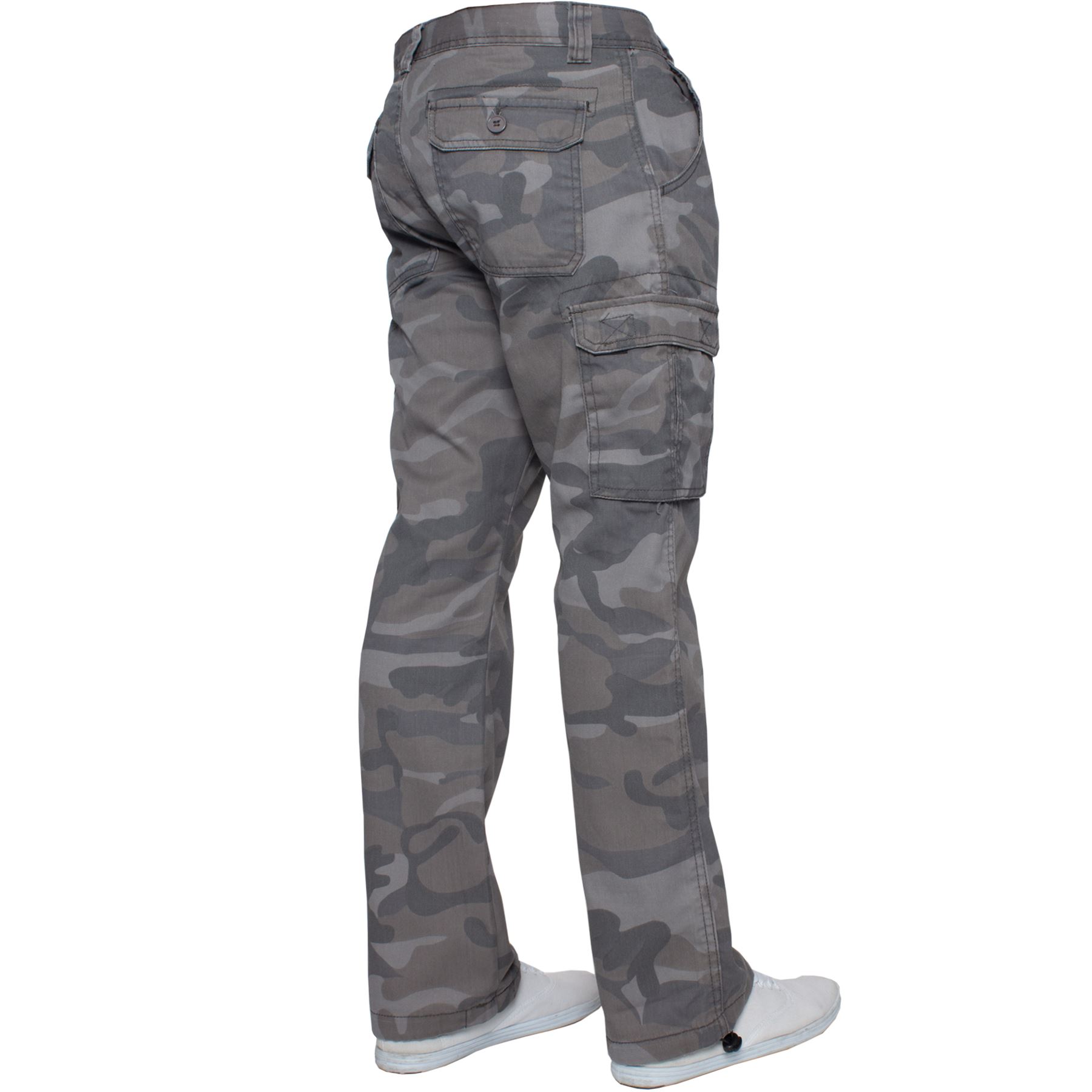 Mens Kruze Combat Cargo Trousers Khaki Camouflage Camo Summer Pants All Waist