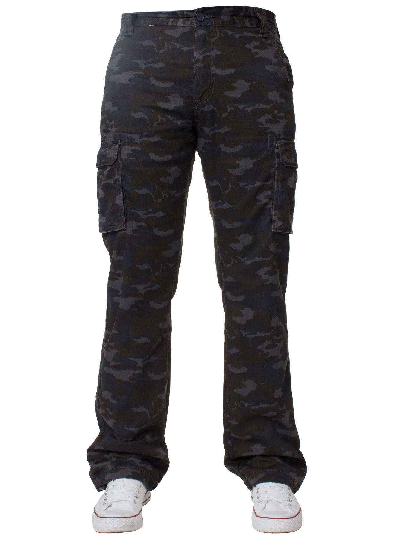 Mens Kruze Combat Cargo Trousers Khaki Camouflage Camo Summer Pants All Waist