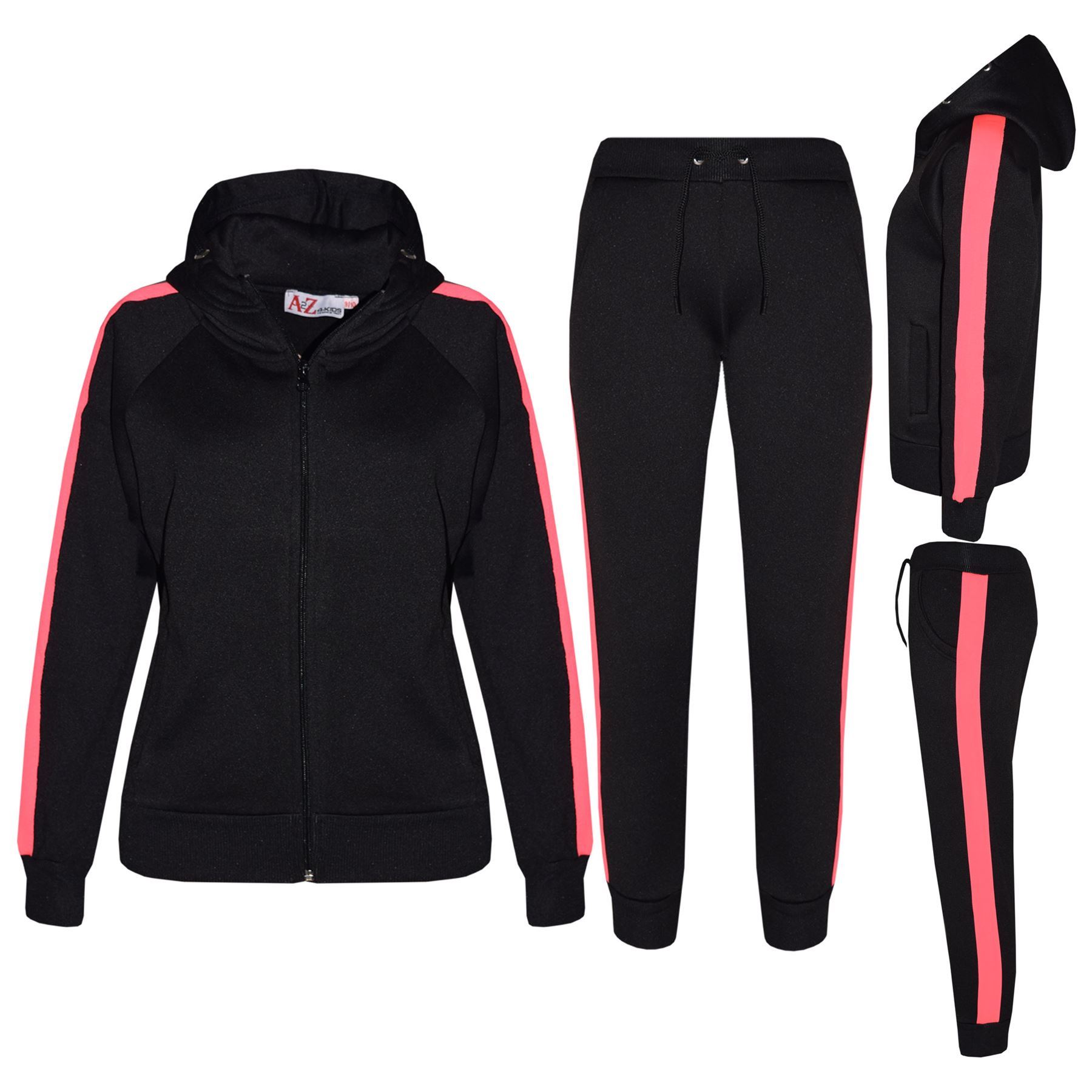 Kinder Mädchen Jogginganzug Einfarbig Vlies Kapuzenpullover Unten Jogger 5-13