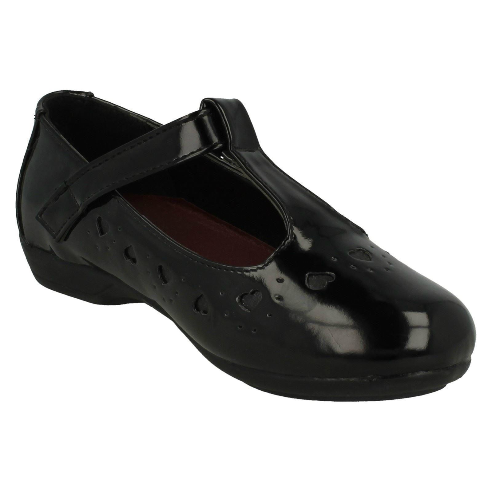 Girls Spot On Heart Detail T-Bar School /'Shoes/'