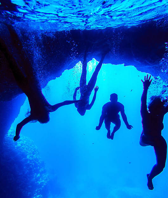 Friends swimming in the Blue Cave of Bisevo islands (part2)