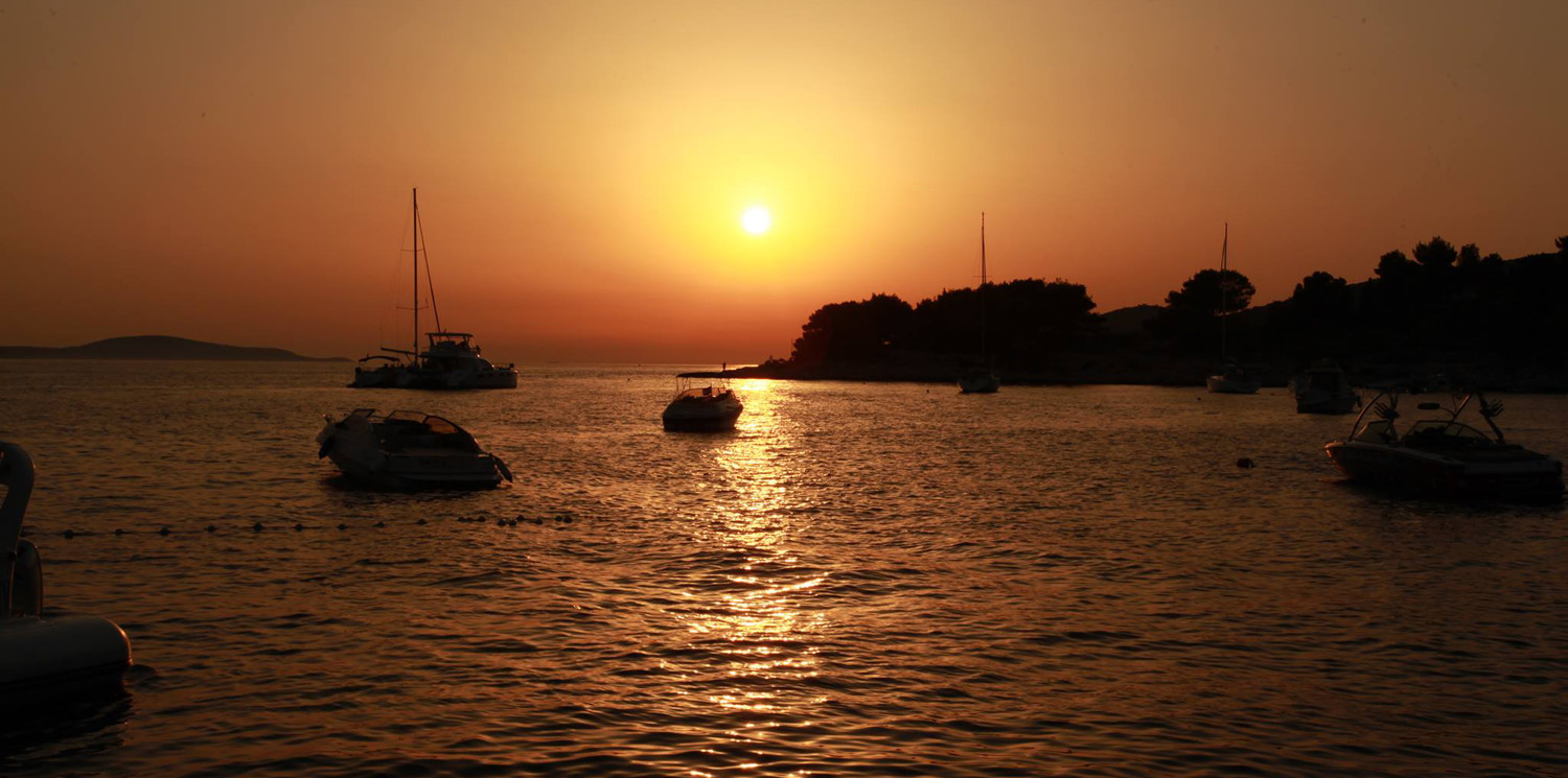 Yachts enjoying sunset at Hvar
