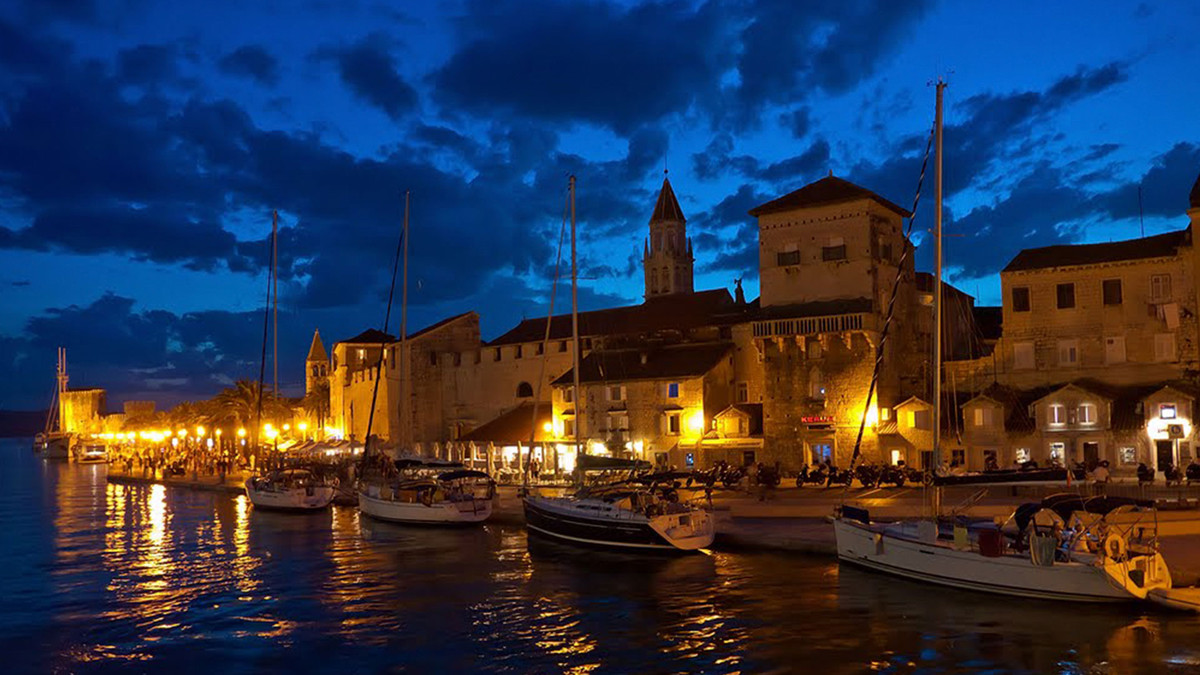 Boats anchored in Trogir while vacations