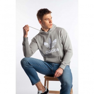 TREFOIL HOODIE 304 MEDIUM GREY HEATHER WHITE
