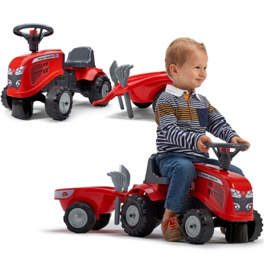 Traktorek Baby Massey Ferguson z Przyczepką + akc. Od 1 roku