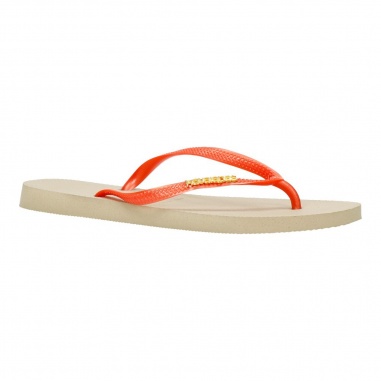 Havaianas Slim Logo Met Beige/Coral""